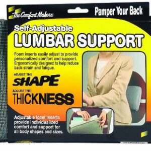 The ComfortMakers Lumbar Support, Universal, Self-Adjustable, Ergonomic Back Support, Office, Car, Airplane, Made in the USA, Washable, Gray (92041)