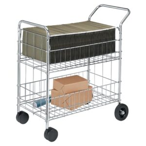 Fellowes Chrome-Plated Steel Wire Mail Cart with Upper and Lower Baskets (40912)