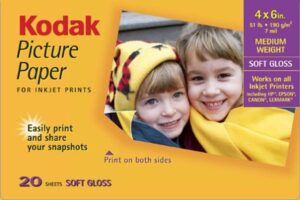 kodak 8969172 picture paper, soft gloss, 4inx6in, 20 sheets