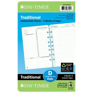 2020 day-timer two page per day refill, 2 months, undated, loose-leaf, desk size, 5.5 x 8.5 inches (87242)