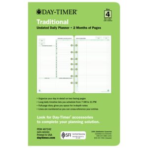 2020 Day-Timer Two Page Per Day Refill, 2 Months, Undated, Loose-Leaf, Desk Size, 5.5 x 8.5 Inches (87242)