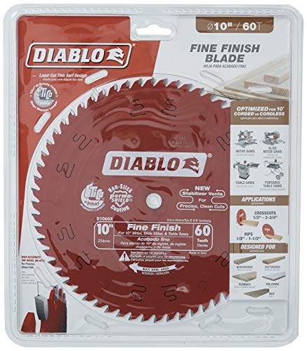 Diablo by Freud D1060X 10" x 60 Tooth Fine Finish Saw Blade