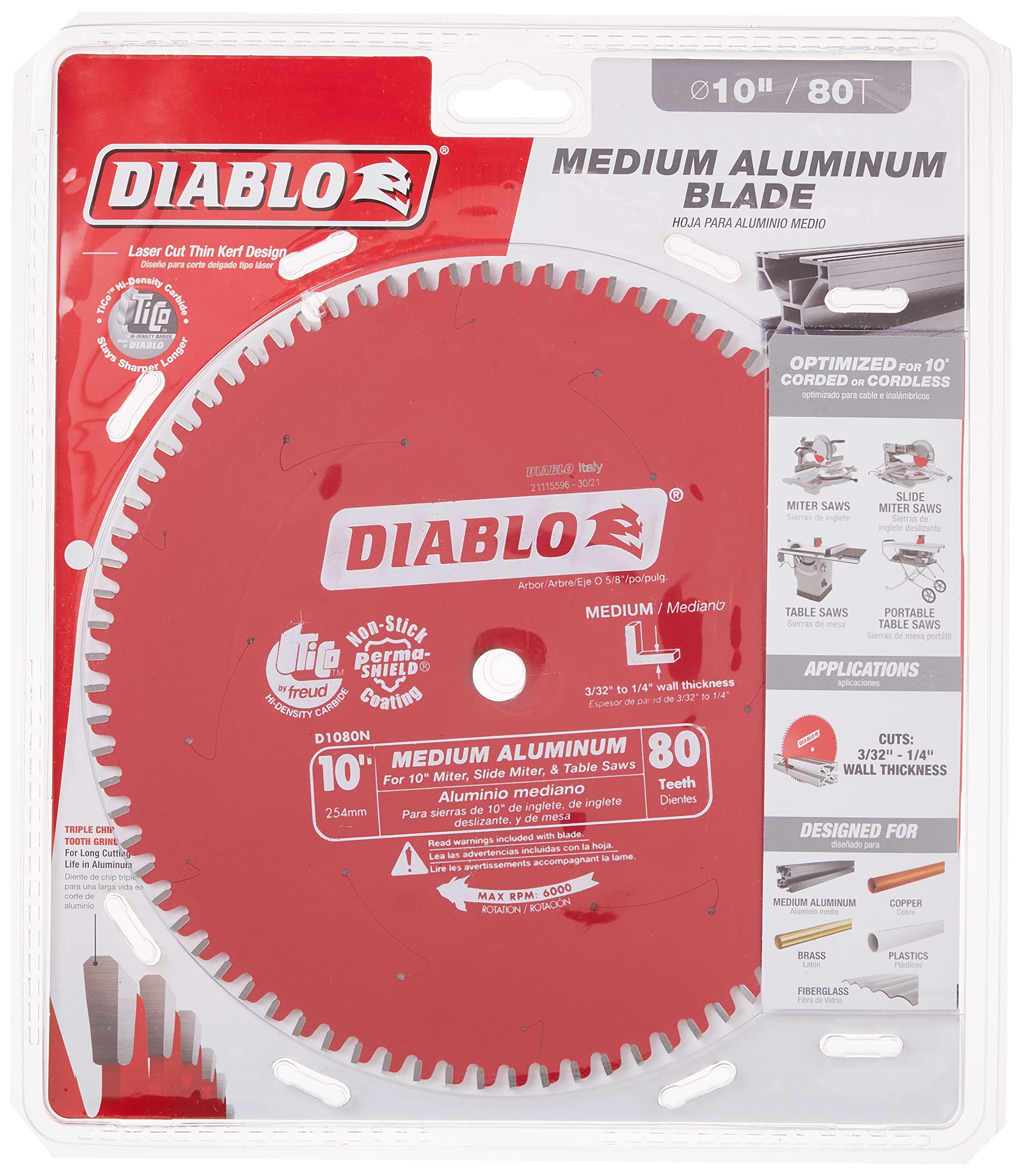 Diablo D1080N Non-Ferrous Metal & Plastic Cutting Saw Blade