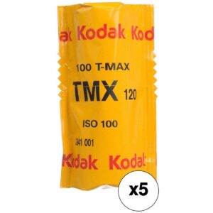 Kodak 857 2273 Professional 100 Tmax Black and White Negative Film 120 (ISO 100) 5 Roll Pack