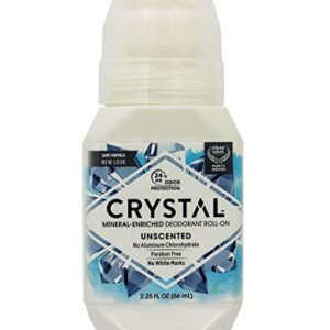 CRYSTAL Mineral Deodorant Roll-On Unscented Body Deodorant With 24-Hour Odor Protection, Aluminum Chloride & Paraben Free, 2.25 FL OZ (Packaging May Vary)