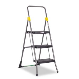 cosco 11839ggo commercial 3-step folding stool, 300lb cap, 20 1/2w x 32 5/8d x 52 1/8h, gray