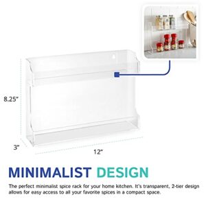 Huang Acrylic Clear Two Shelf Spice Rack Organizer, Cabinet Mount Potential