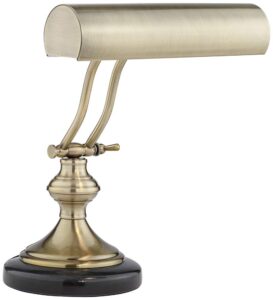 regency hill traditional piano banker desk lamp 12" high antique brass gold metal shade adjustable arm decor for living room bedroom house bedside nightstand home office reading family