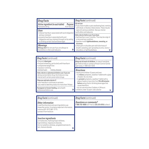 Pepcid AC Maximum Strength Heartburn Relief Tablets, Prevents & Relieves Heartburn Due to Acid Indigestion & Sour Stomach, 20mg of Famotidine to Reduce & Control Acid, Fast-Acting, 50 Ct