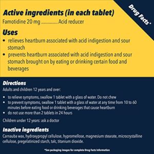 Pepcid AC Maximum Strength Heartburn Relief Tablets, Prevents & Relieves Heartburn Due to Acid Indigestion & Sour Stomach, 20mg of Famotidine to Reduce & Control Acid, Fast-Acting, 50 Ct