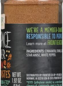 Frontier Co-op Five Spice Seasoning, 1.92 Ounce, Cinnamon, Fennel Seed, Cloves, Star Anise & White Pepper, Non GMO, Kosher