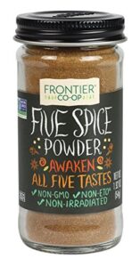 frontier co-op five spice seasoning, 1.92 ounce, cinnamon, fennel seed, cloves, star anise & white pepper, non gmo, kosher
