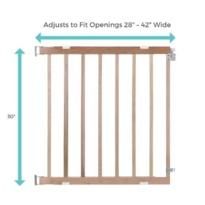 Toddleroo by North States Stairway Swing Wooden Gate, Baby Gate for Stairs. Fits 28"- 42" Wide. Hardware Mount. Child Gates for Doorways. Made in USA (30" Tall, Sustainable Hardwood)