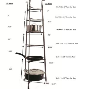 Enclume 6-Tier Cookware Stand, Free Standing Pot Rack, Hammered Steel (Assembled)