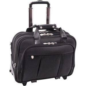 mcklein wheeled detachable briefcase, black, 18"x8.75"x14.5"