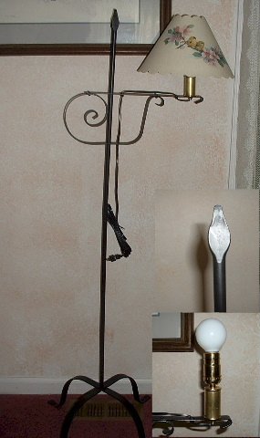 Wrought Iron Floor Lamp Flame Top - Amish Made