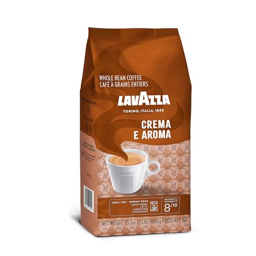 Lavazza Crema E Aroma Whole Bean Coffee Blend, 2.2-Pound Bag , Balanced medium roast with an intense, earthy flavor and long lasting crema, Non-GMO