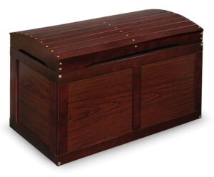 badger basket kid's hardwood barrel top toy box storage chest with safety hinge - cherry