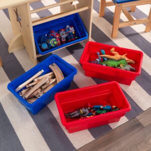 KidKraft Wooden Star Table & Chair Set with 4 Storage Bins, Children's Furniture – Red, Blue & Natural