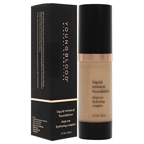 Youngblood Liquid Mineral Foundation, Sun Kissed | Lightweight, Dewy Full Coverage Makeup for Dry Skin | Poreless, Flawless Tinted Glow | Vegan, Cruelty Free, Gluten-Free