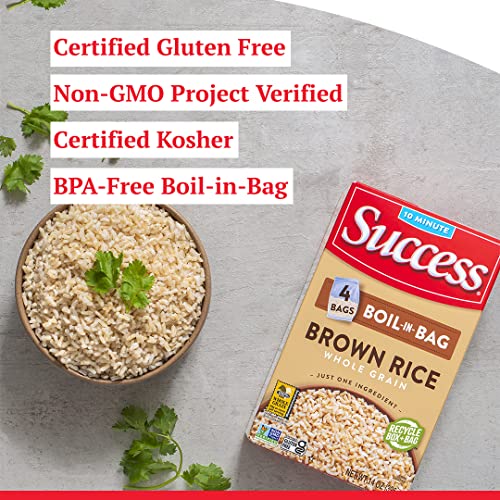 Success Boil-in-Bag Rice, Brown Rice, Quick and Easy Rice Meals, 14-Ounce Box