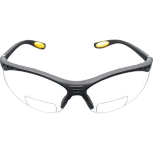 dewalt dpg59-120c reinforcer rx-bifocal 2.0 clear lens high performance protective safety glasses with rubber temples and protective eyeglass sleeve