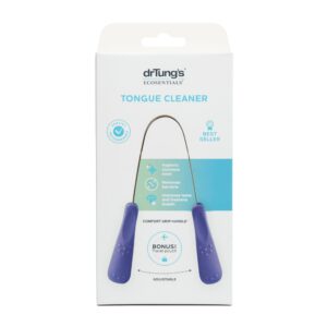 DrTung’s Stainless Tongue Scraper - Tongue Cleaner for Adults, Kids, Helps Freshens Breath, Easy to Use Comfort Grip Handle, Comes with Travel Case - Stainless Steel Tongue Scrapers (1 Pack)