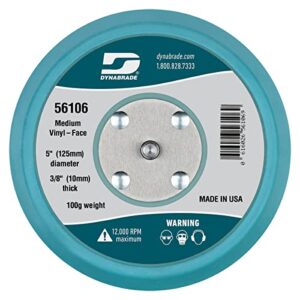 dynabrade (56106) 5" (127 mm) diameter vinyl-face non-vacuum sanding disc pad, orange | 3/8" (10 mm) thick urethane medium density, swirl-free finish, 5/16"-24 male thread