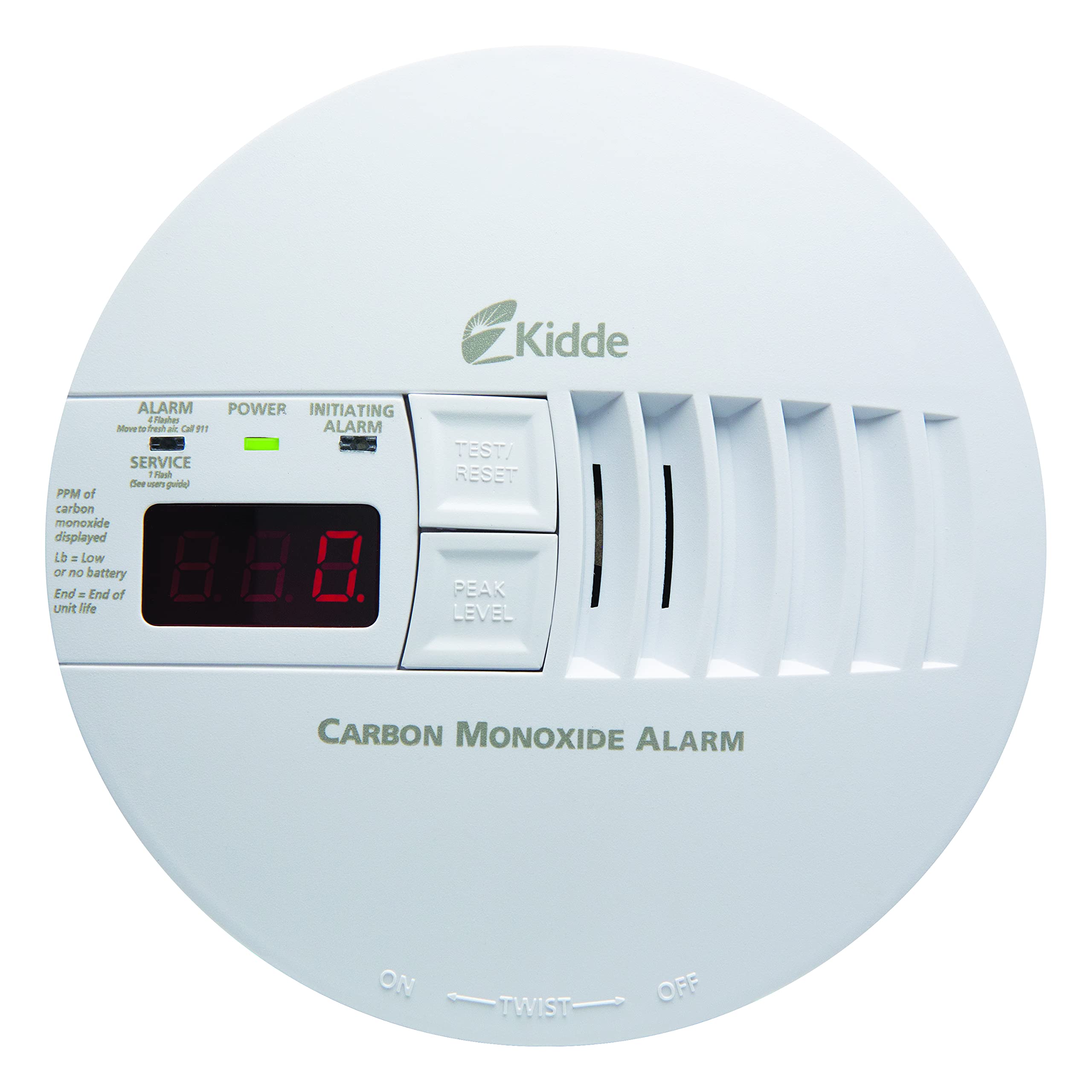 Kidde Hardwired Carbon Monoxide Detector with 9-Volt Battery Backup, Digital LED Display 5.75 diameter x 1.8 depth