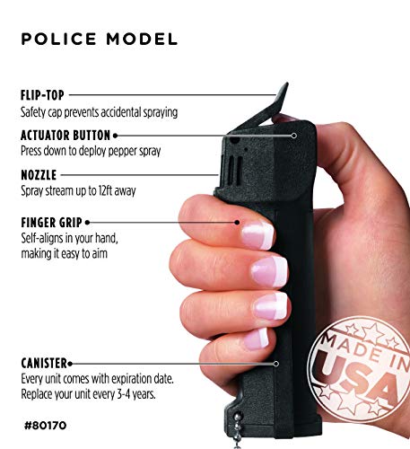 Mace Triple Action 12' Police Strength Pepper Spray with Tear Gas and UV Dye - Flip Top Safety, Great for Self Defense