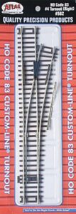 code 83 nickel silver #4 custom-line turnout right ho scale atlas trains