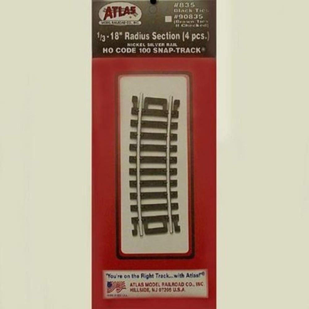 Code 100 Nickel Silver 1/3-18" Radius Snap-Track (6/Bx) HO Scale Atlas Trains