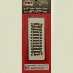 Code 100 Nickel Silver 1/3-18" Radius Snap-Track (6/Bx) HO Scale Atlas Trains