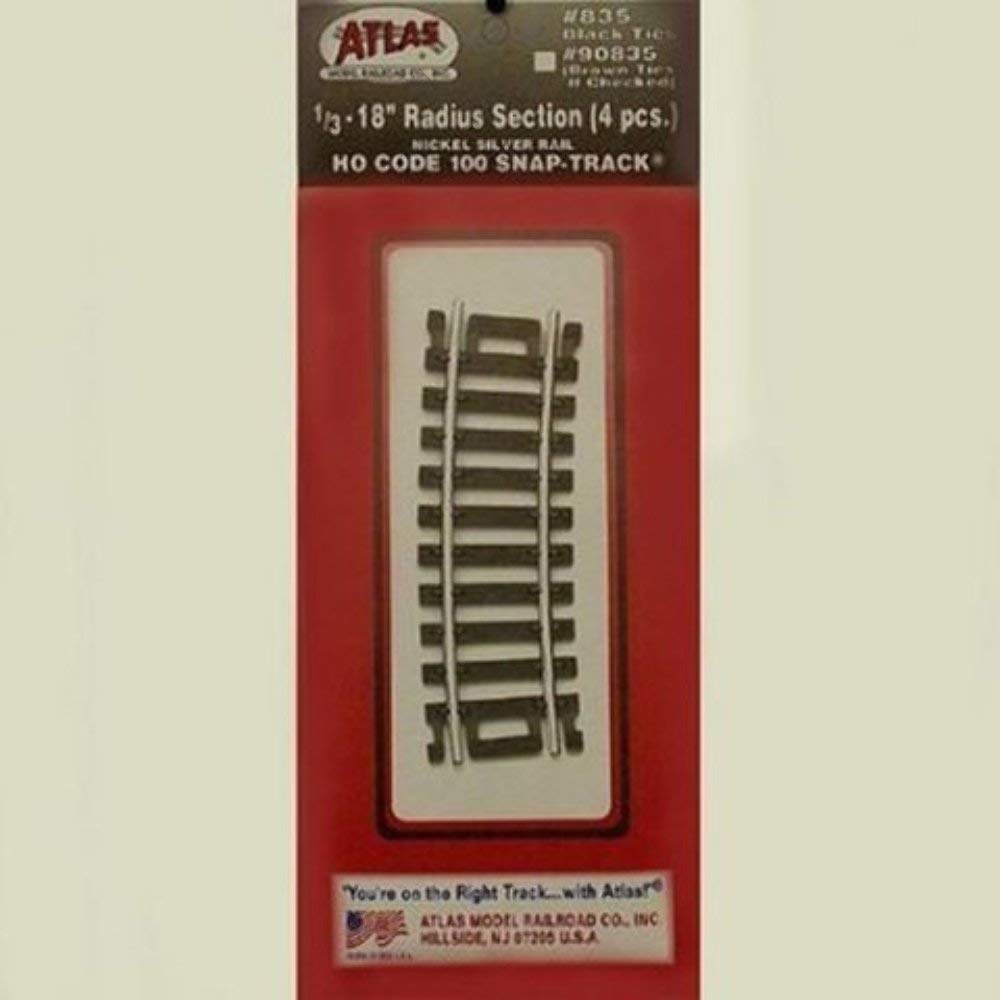 Code 100 Nickel Silver 1/3-18" Radius Snap-Track (6/Bx) HO Scale Atlas Trains