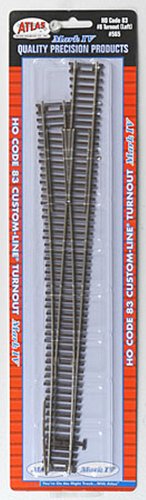 Code 83 Nickel Silver #8 Custom-Line Turnout Left HO Scale Atlas Trains