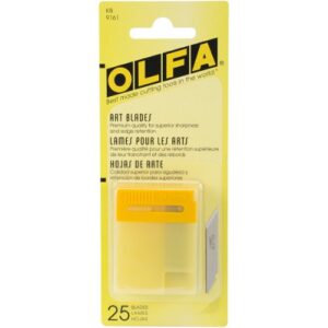 olfa 6mm multi purpose art knife blade set, 25 blades (kb) - precision hobby craft knife replacement blade kit for crafts, graphics, models, miniatures, stencil, fits most 6mm art knives