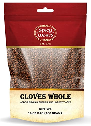 Spicy World Whole Cloves Bulk 14 Oz Bag - Premium Quality - Great for Foods, Clove Tea, Clove Pomander Balls & Potpourri - Aromatic & Richly Flavored Cloves Whole