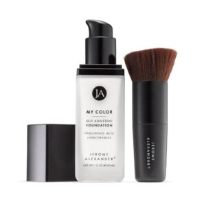 Jerome Alexander My Color Self Adjusting Full Coverage Foundation Makeup with Kabuki Brush (Medium)