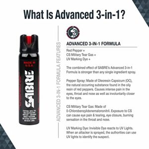 SABRE Magnum 120 3-In-1 Defense Spray, 35 Bursts, 12-Foot (4-Meter) Range, Triple Protection Formula Contains Pepper Spray, CS Military Gas and UV Marking Dye, Extra Large 92.4 Gram Canister