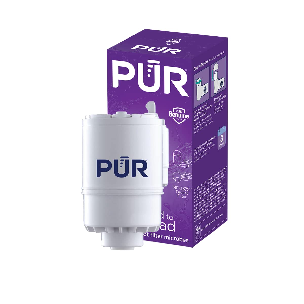 PUR Faucet Mount Replacement Filter 1-Pack, Genuine PUR Filter, 2-in-1 Powerful Filtration, Includes Lead Removal, White (RF33751)