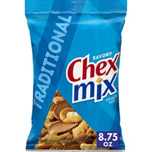 chex mix snack mix, traditional, savory snack bag, 8.75 oz