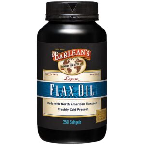barlean's lignan flaxseed oil softgels, cold-pressed flax seed supplement with 1,550 mg ala omega-3 fatty acids for joint & heart health, 1000mg, 250 ct