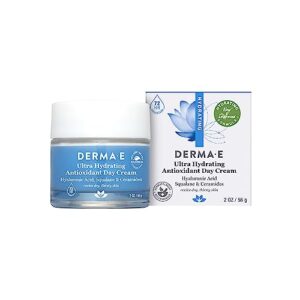 derma-e ultra hydrating antioxidant day cream – advanced face moisturizer with anti-aging squalane, hyaluronic acid and ceramides to smooth and nourish, 2 oz