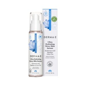 derma e ultra hydrating serum with hyaluronic acid and green tea – all natural, antioxidant-rich serum – smoothes skin – concentrated facial serum, 2oz