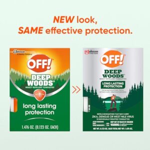 OFF! Deep Woods Mosquito and Insect Repellent Wipes, Long lasting, 12 Individually Wrapped Wipes