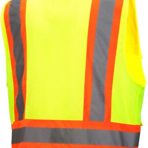 PYRAMEX Class 2 Surveyor's Safety Vest with 6 Pockets, Hi-Vis Lime, 5XL