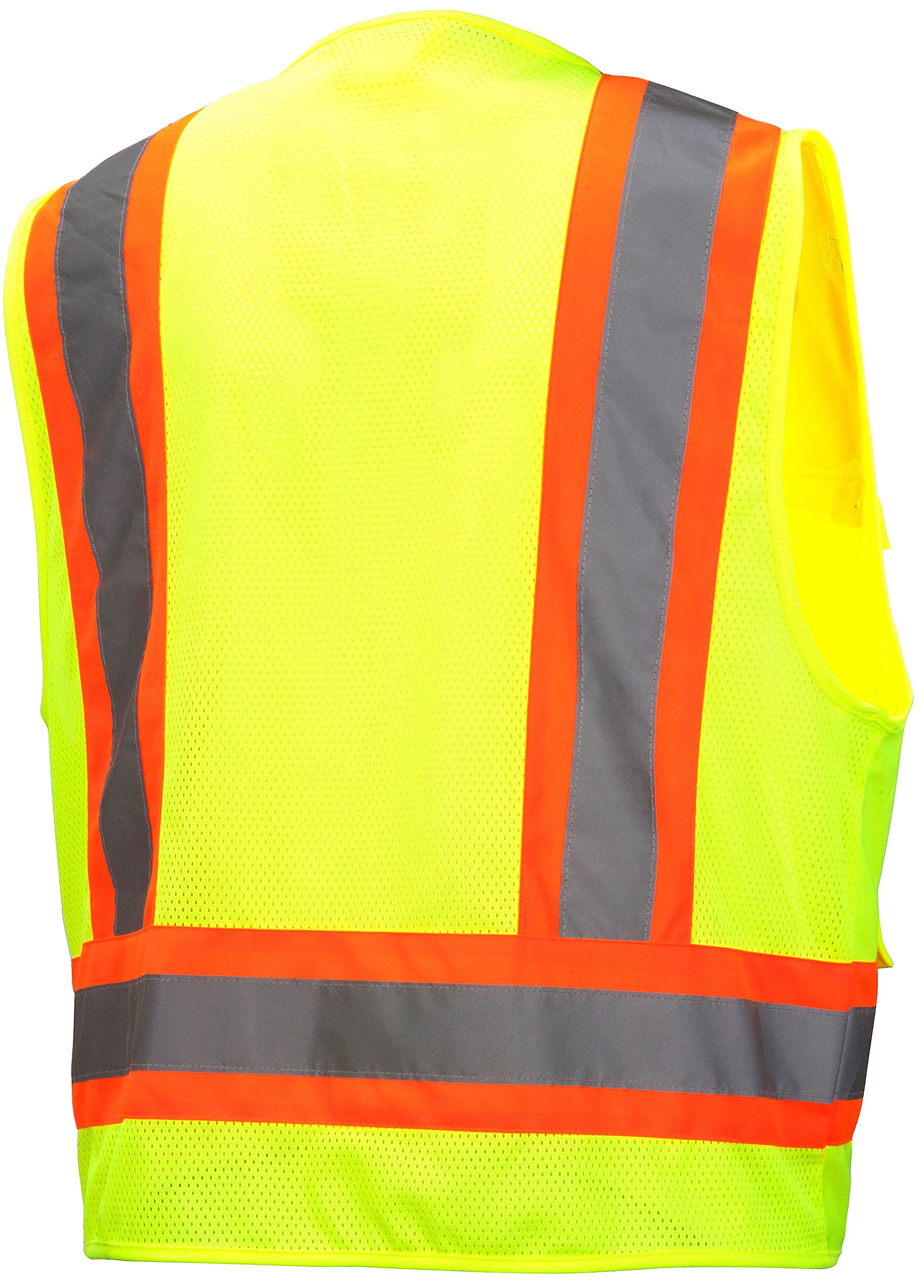 PYRAMEX Class 2 Surveyor's Safety Vest with 6 Pockets, Hi-Vis Lime, 5XL