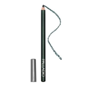 palladio wooden eyeliner pencil, thin pencil shape, easy application, firm yet smooth formula, perfectly outlined eyes, contour and line, long lasting, rich pigment, dark green
