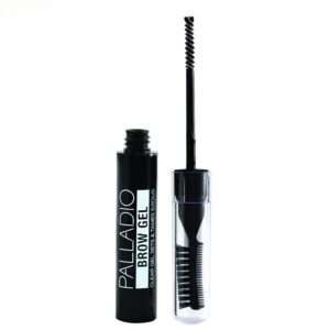 palladio brow styler clear brow gel, innovative formula, holds and grooms brows, brow setter, natural look, lightweight, multi-purpose conditioning formula, doubles as a clear mascara, clear