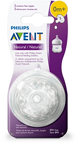 Philips Avent Natural Baby Bottle Nipple, Newborn 0M+, 2pk, SCF651/23